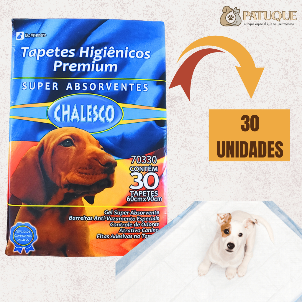 Tapete Higienico Premium 60x90cm 30 Unidades Medio Chalesco Super Absorvente em Oferta na Shopee