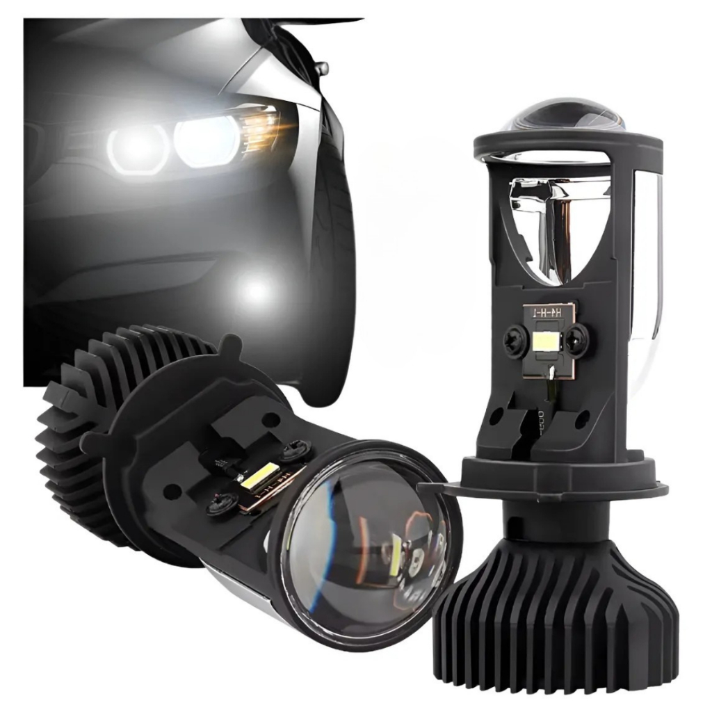 Farol Led Lampada H4 Big Projetor Canhão Conversão Elíptico - AUTOVEX