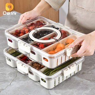 Caixa Organizadora de Alimentos Transparente Geladeira Empilhável Multiuso com Divisórias
