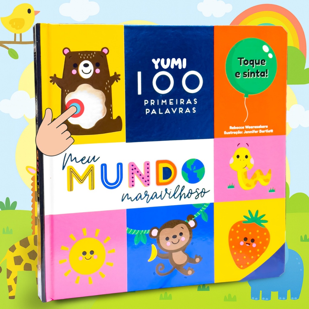 Livro Infantil Bebê Minhas Primeiras 100 Palavras Toque e Sinta Sensorial Texturas Edição Grande em Oferta na Shopee