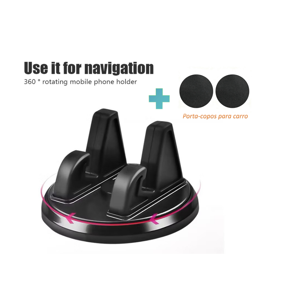 Suporte para Celular para Carro Universal | Suporte de Painel com Base Giratória 360° e Ajustável em Oferta na Shopee