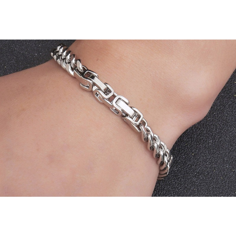 Pulseira masculina de aço titânio da moda, personalidade, simples, punk dominadora, pulseira masculina larga
