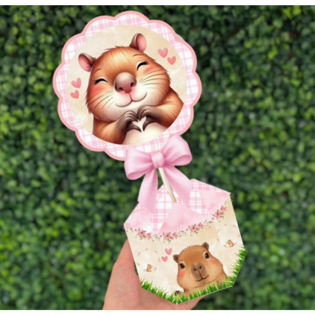 Kit de Centro de mesa Capivara| Arranjo Enfeite Cachepô | Lembrancinha | Festa | Personalizado