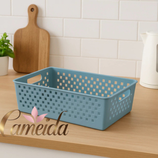 Cesto Organizador Quadrado Multiuso Grey Para Armário-Cozinha-Geladeira- Lavanderia-Gaveta- Escritório - 34x15x9cm
