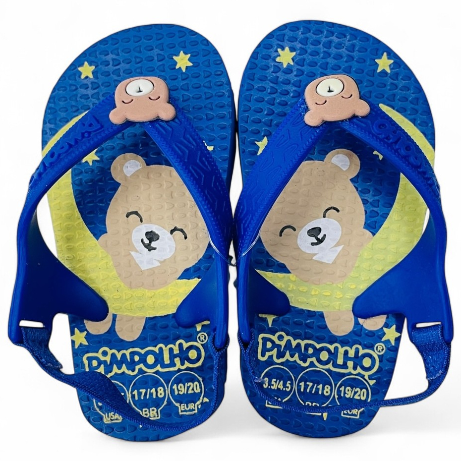 Chinelo Bebê Infantil c/Elástico Pimpolho Menino Tam 17 a 23 Urso Lua