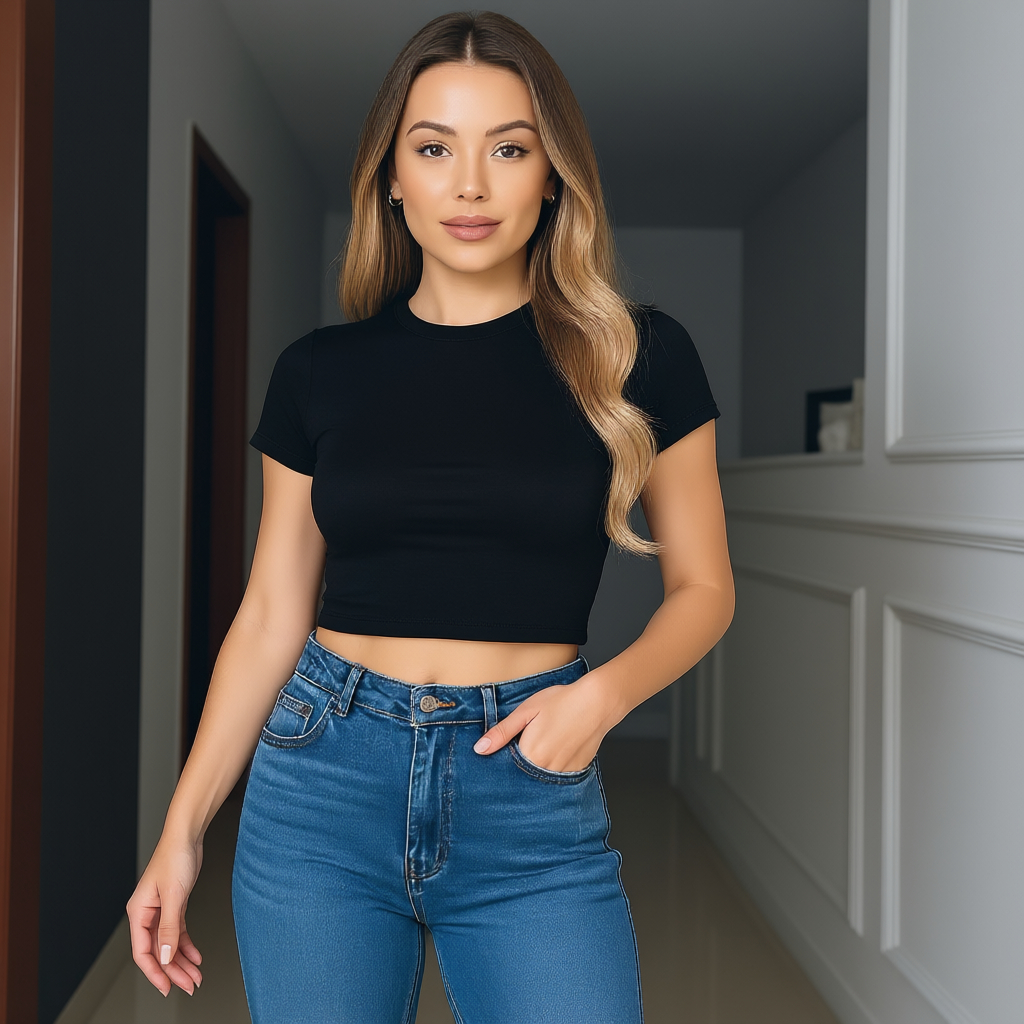 Blusa Cropped Feminino Suplex Slim Fit Justo, Confortável, Básico e Estiloso Para Academia e Casual Dia a Dia