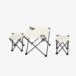 Kit Portátil de 2 Cadeiras e 1 Mesa Dobráveis - Leve 1kg, Ideal para Camping, Metrô e Pesca - Prático em Segundos