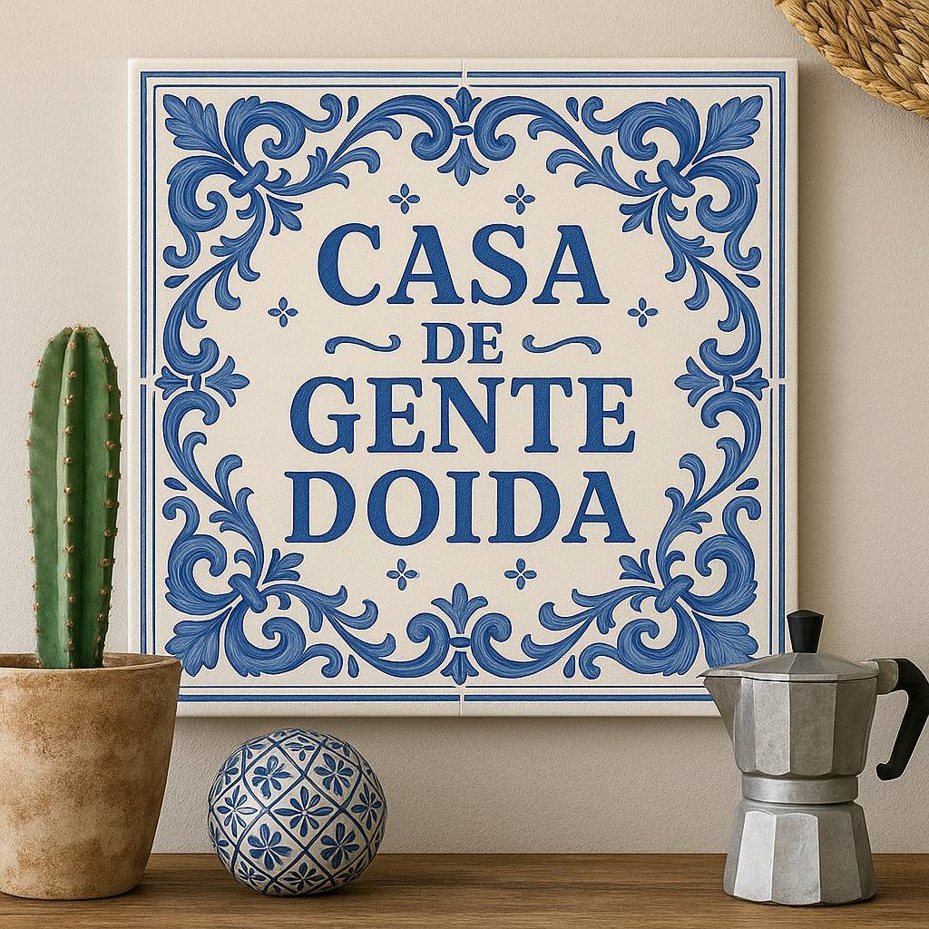 Azulejo Decorativo "Casa de Gente Doida"- 15x15 Cm