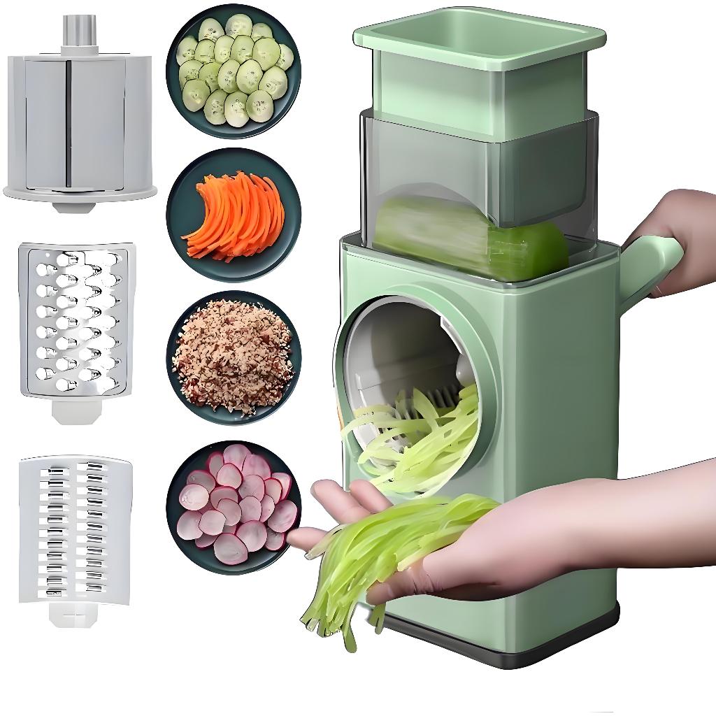 Ralador e Fatiador 3 em 1 para Queijo e Legumes | Multiuso Giratório para Cozinha