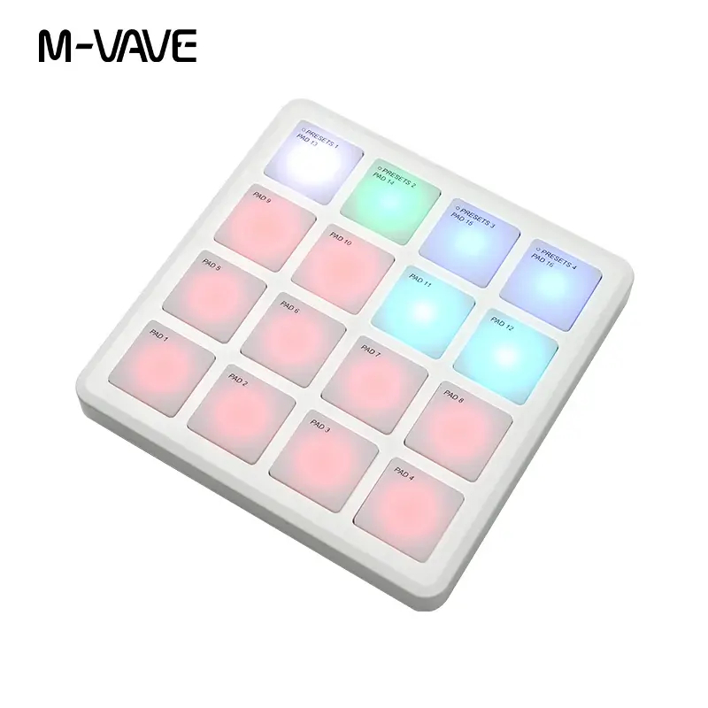 Controlador MIDI sem fio de bolso M-VAVE SMC-PAD com 16 pads de percussão Interface USB-C Design portátil Controlador de
