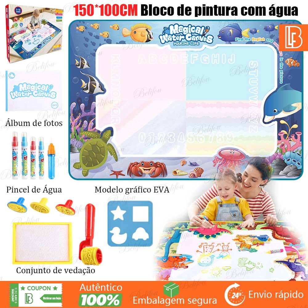 Tapete De Desenho De Água Grande 100x150cm Brinquedo Doodle Placa De Pintura Infantil Com 3 Canetas Mágicas Educativo em Oferta na Shopee