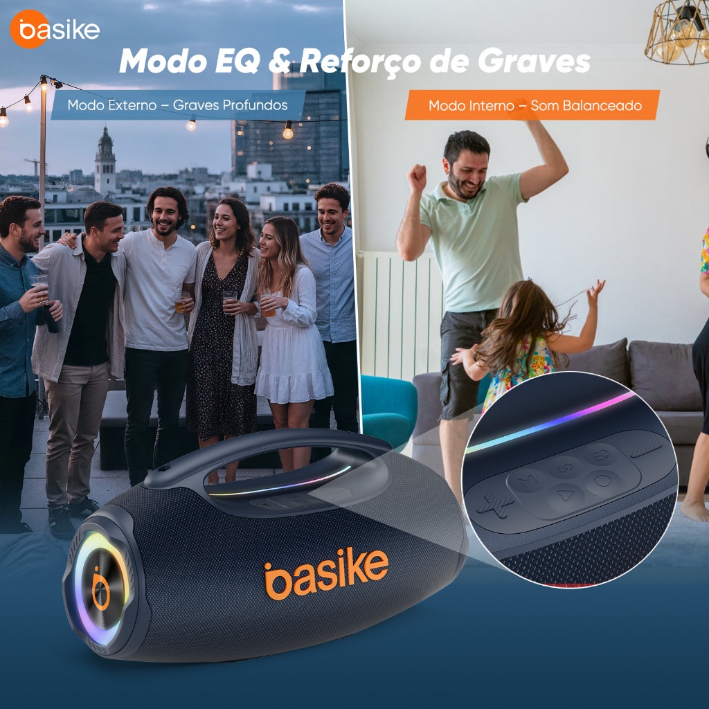 Caixa de Som Bluetooth Estéreo Astgn X Basike 80W com IPX6 e RGB — foto 6