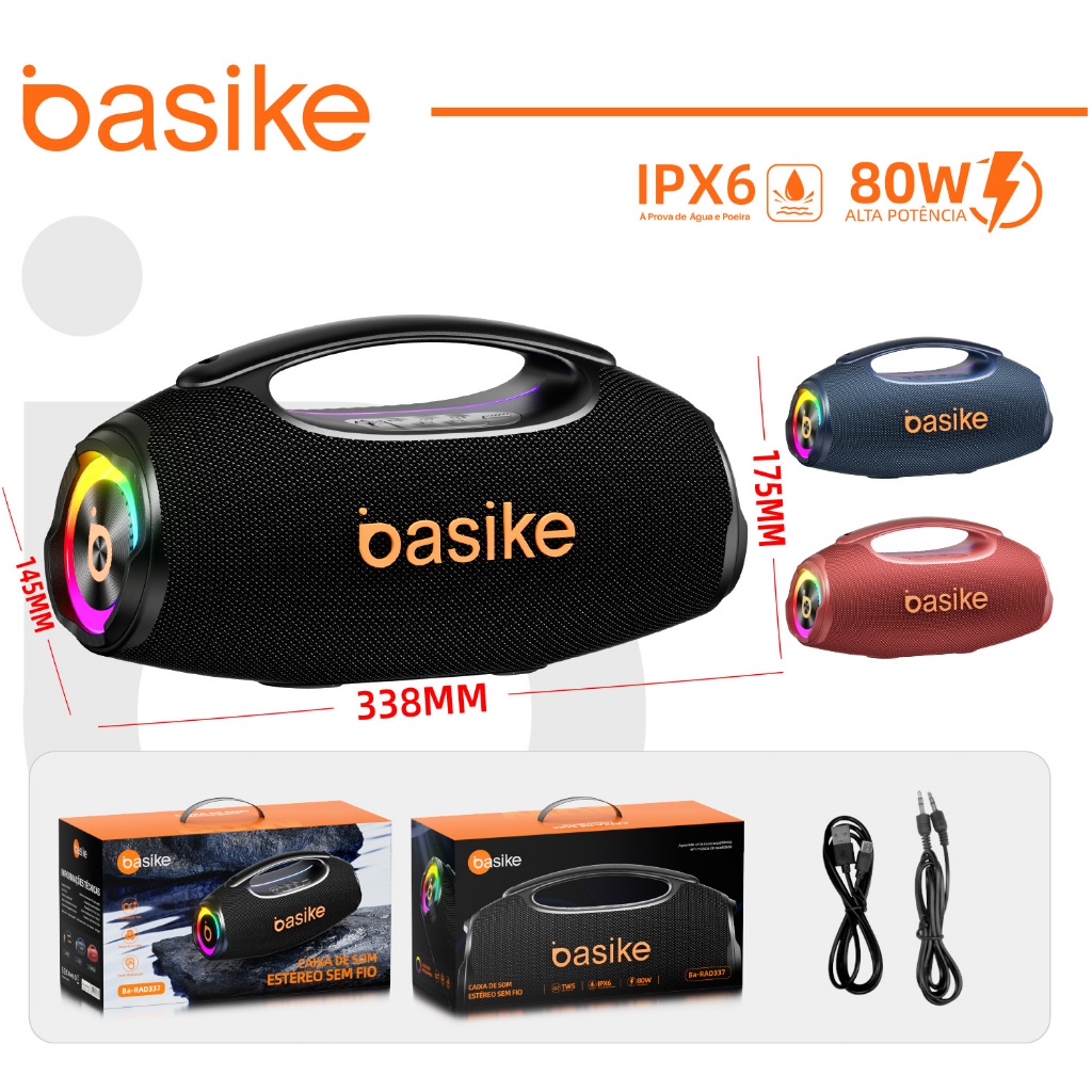 Caixa de Som Bluetooth Estéreo Astgn X Basike 80W com IPX6 e RGB — foto 9
