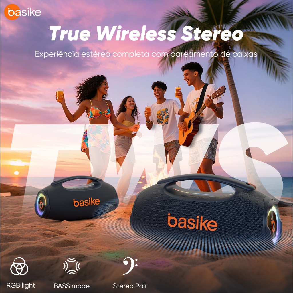 Caixa de Som Bluetooth Estéreo Astgn X Basike 80W com IPX6 e RGB — foto 4