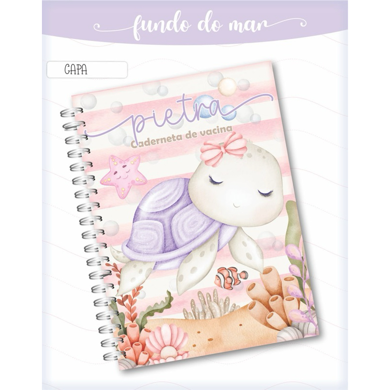 CADERNETA DE VACINAÇÃO PERSONALIZADA, FUNDO DO MAR, MENINA E MENINO ATUALIZADA