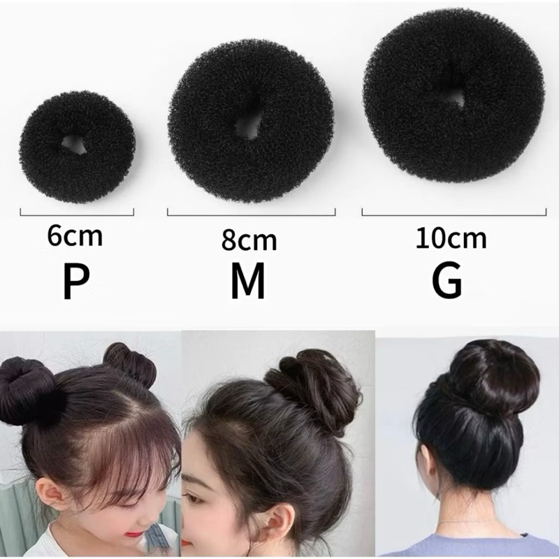 Preto Kit 3/6/12 Acessórios Para Cabelo Mulheres Rosquinha Fazer Coque em Oferta na Shopee