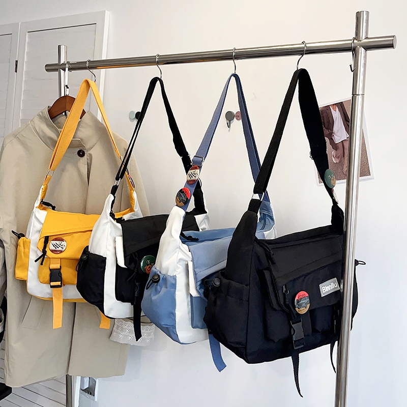 Bolsa Transversal de Lona de Grande Capacidade Unissex Estilo Escolar para Estudantes e Bolsa Mensageiro Masculina