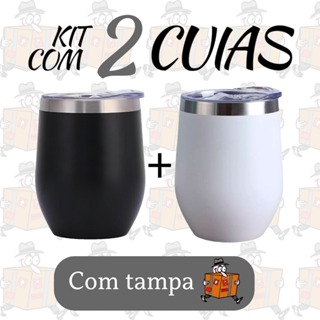 Kit com 2 cuia termica 350ml com tampa em acrílico , copo termico para bebidas quentes ou frias, cuia 350ml em Oferta na Shopee