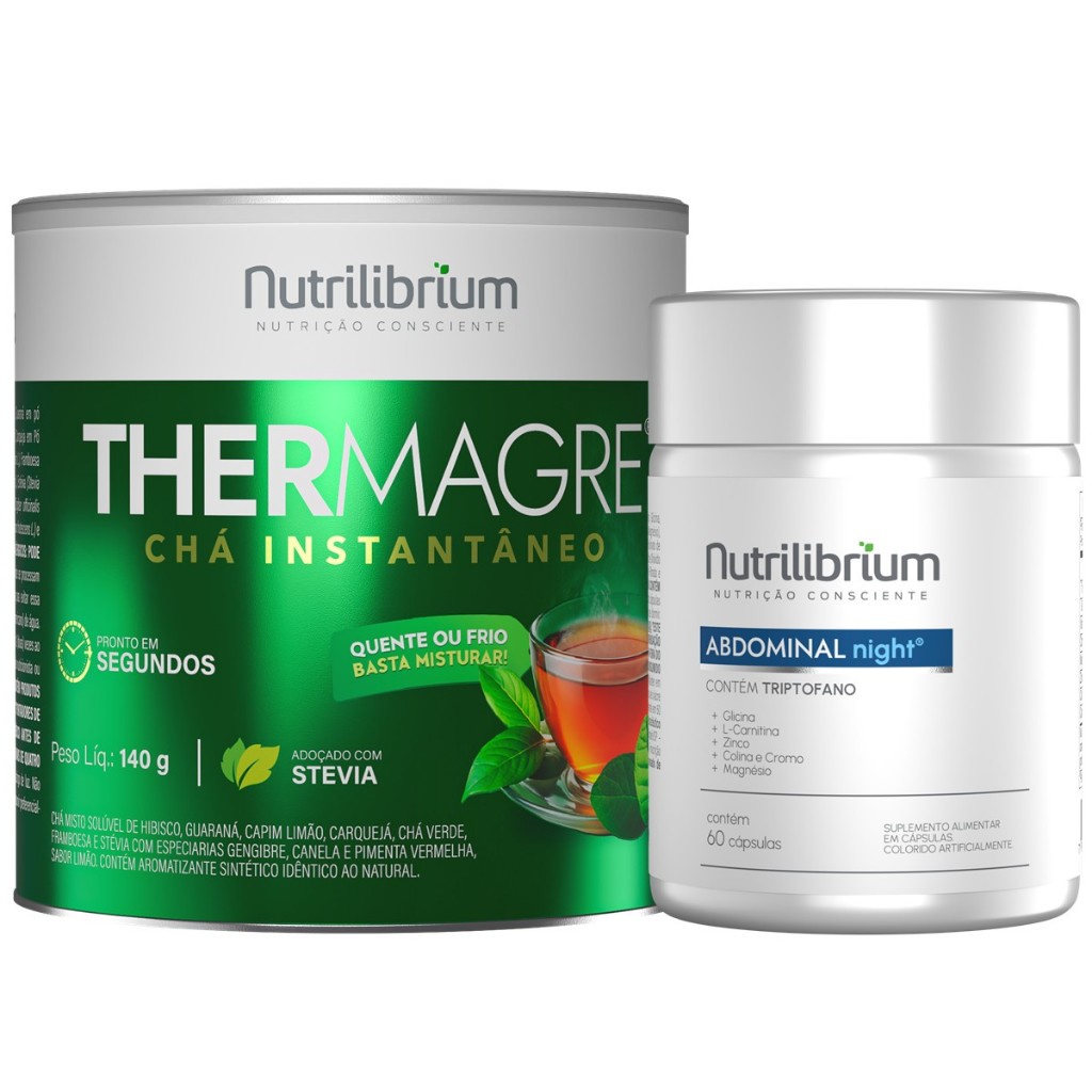 Kit Thermagre Chá 140g + Abdominal Noite 60 Caps Nutrilibrium