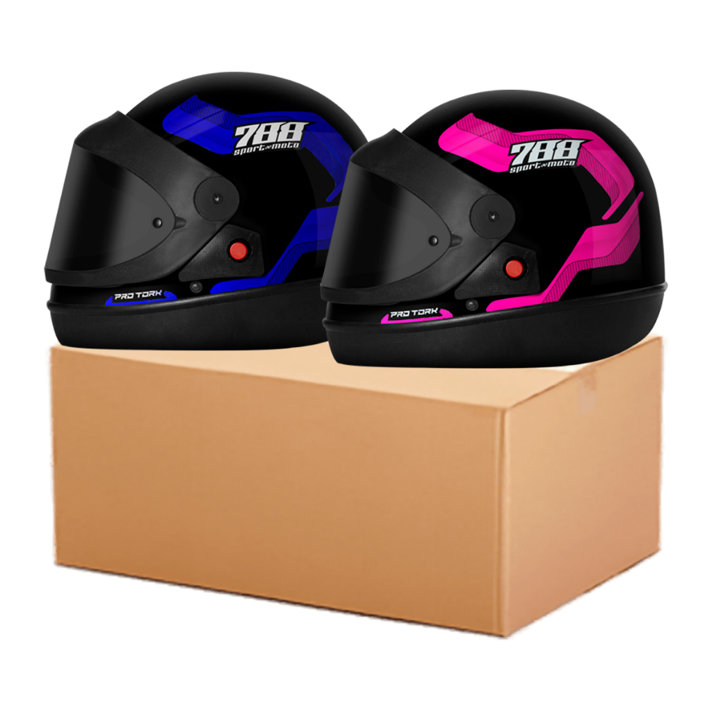 Kit 2 Capacetes Moto Masculino Feminino Integral Pro Tork Sport Moto Viseira Automática San Marino