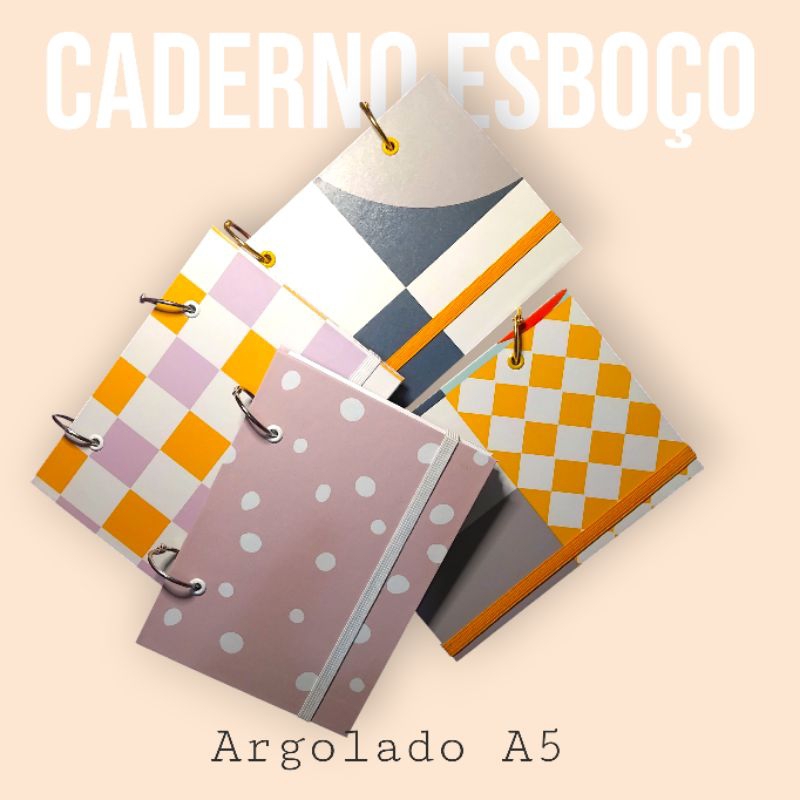 Sketchbook Caderno A6 Anotações e Desenhos Argolado com Elástico – Papel Pólen ou Branco