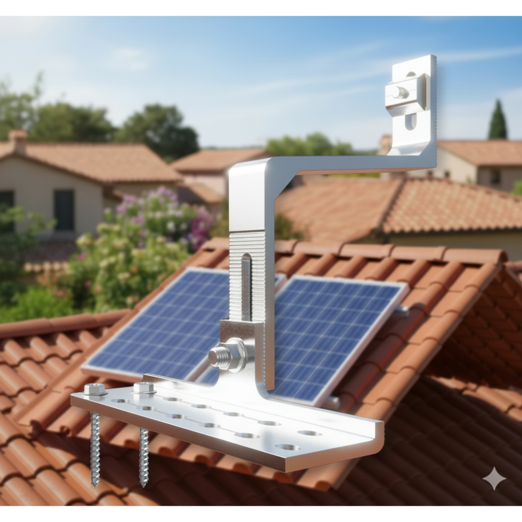 Kit de Suporte Fixa Painel Solar p 2 Placa Solar Fixador para Telhas Cerâmica Colonial