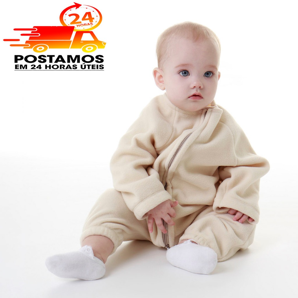 Saco De Dormir Bebê Com Manga 18 meses a 2 anos Cobertor Pijama Soft Infantil Bege