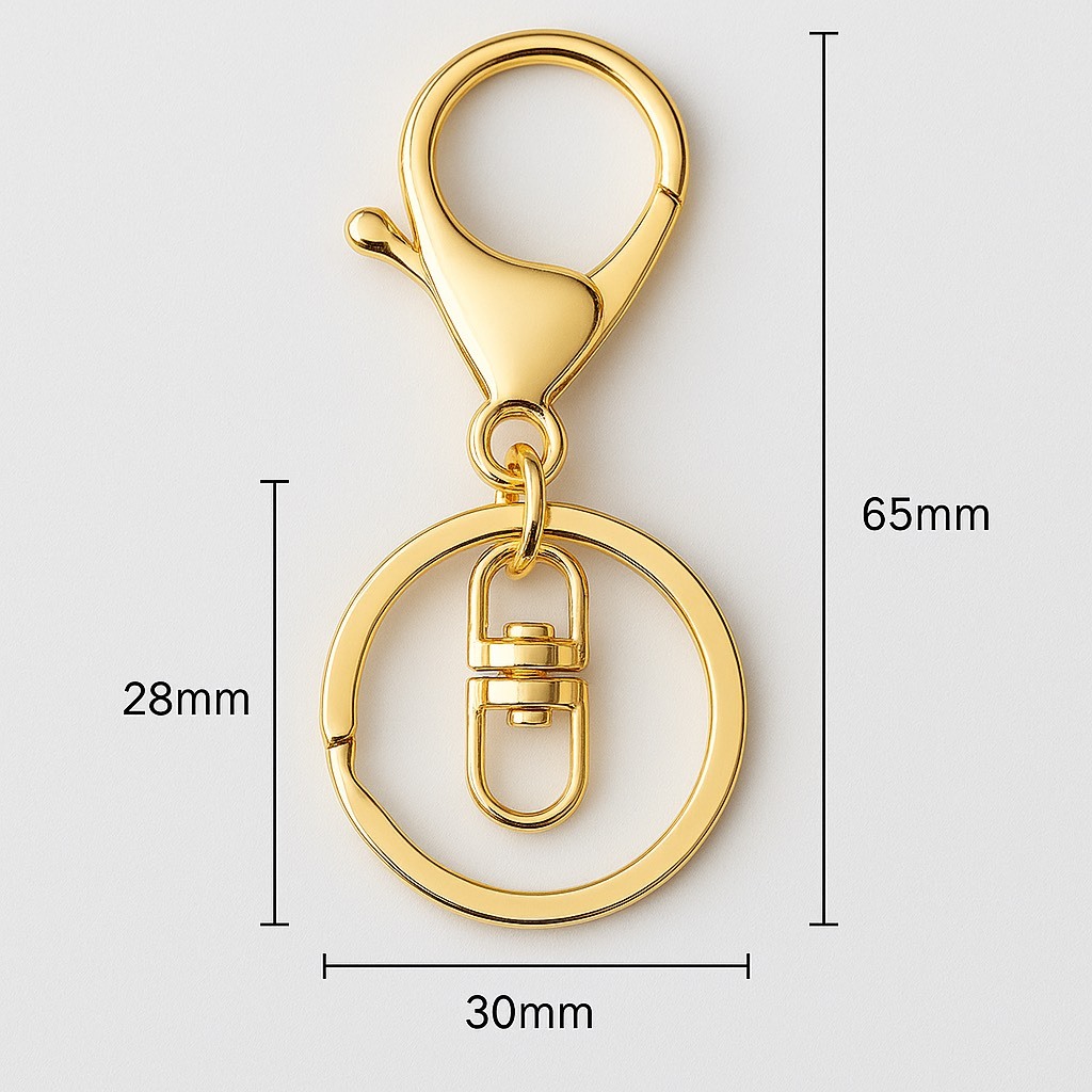 Detalhes do Kit 25 Argola de Chaveiro Premium 30MM Com Mosquetão Dourado Ouro Banhado Artesanato