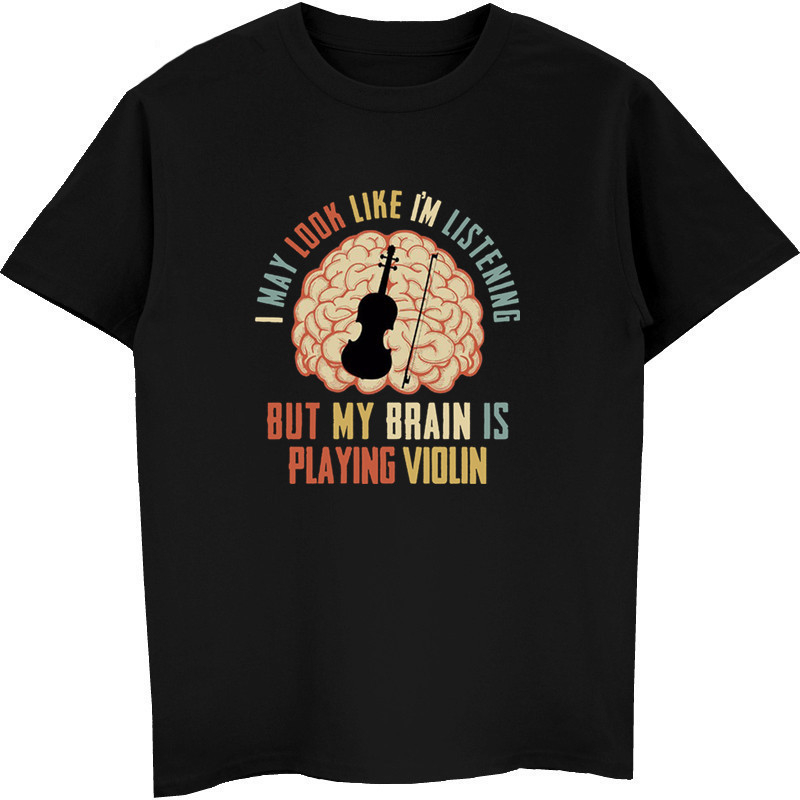 Camiseta Básica Cerebro Violino Streetwear Unissex Algodão Premium Estilo e Conforto Nerd Geek