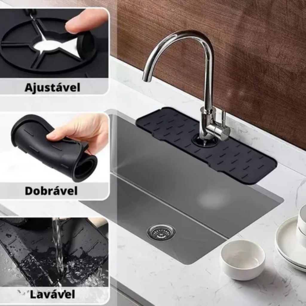 Tapete Protetor de Pia Silicone Torneira Antirrespingos Dobrável Resistente Fácil de Limpar em Oferta na Shopee