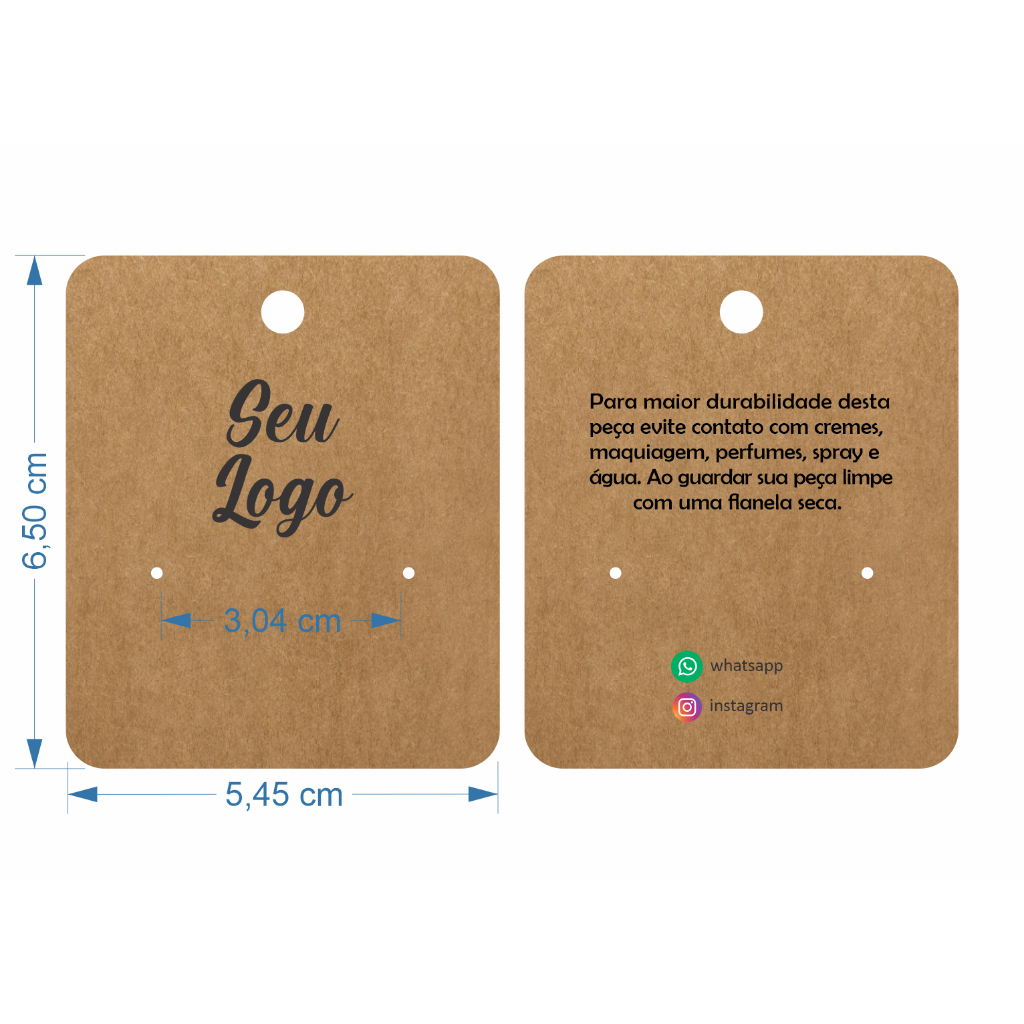 Pacote 500 Cartelas Kraft para Brinco Artesanato 5,5x6,5cm