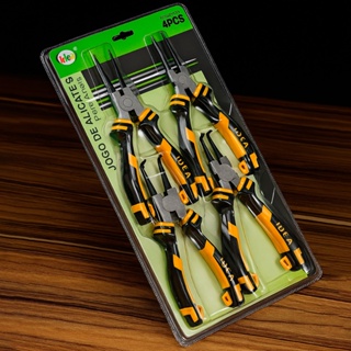 Jogo 4 Alicate Extrator de Aneis Anel Trava Bico Interno Externo Curvo Reto Cabo Emborrachado em Oferta na Shopee