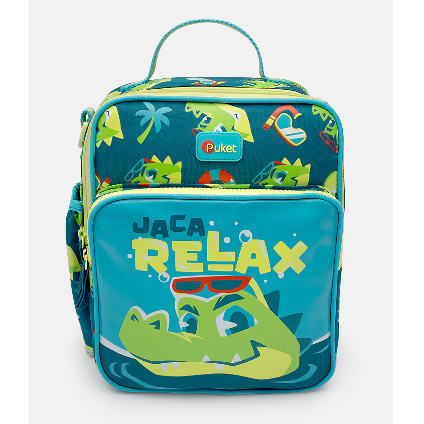 Lancheira Térmica Infantil Escolar Menino com Bolso Frontal Jacaré Relax Azul Puket em Oferta na Shopee