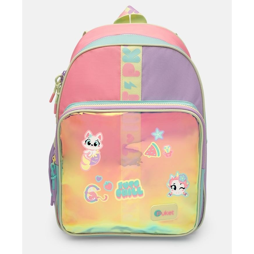 Mochila Infantil Menina Costas Rosa Com Adesivos Color Block Puket em Oferta na Shopee