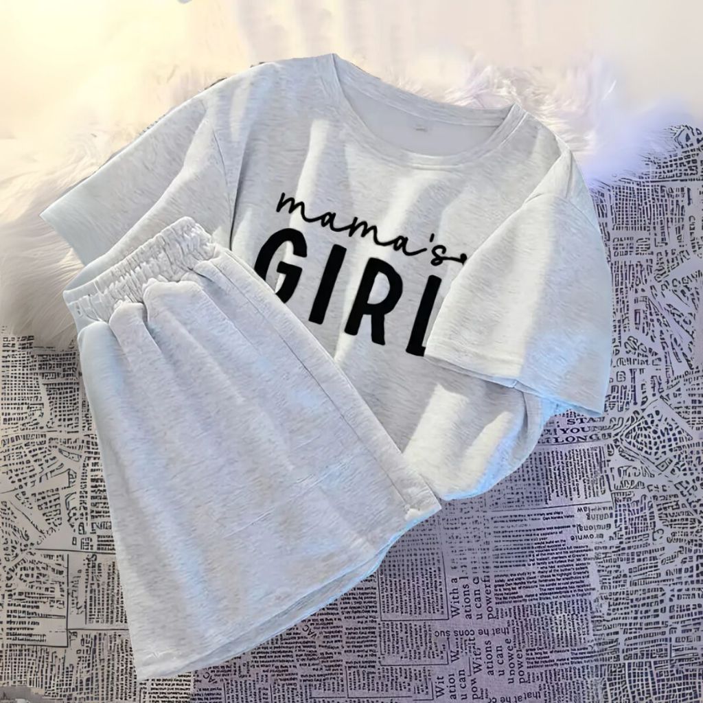 Conjuntinho Feminino Moda Verão Para Mamães Conjunto Short + Camiseta Larga