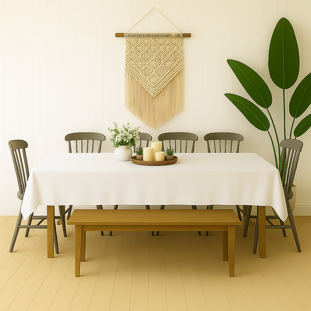 Toalha de mesa  Várias Cores e Tamanhos 4 6 8 10 Lugares Linho Rústico Texturizada