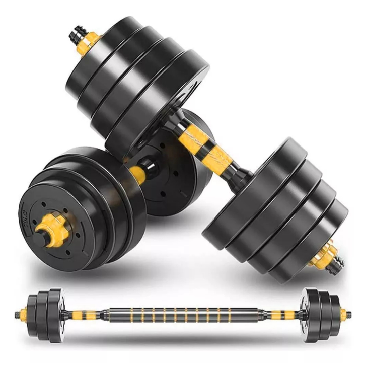 Halteres Kit 20kg Crossfit AMARELO Ajustável Treino Academia Treino