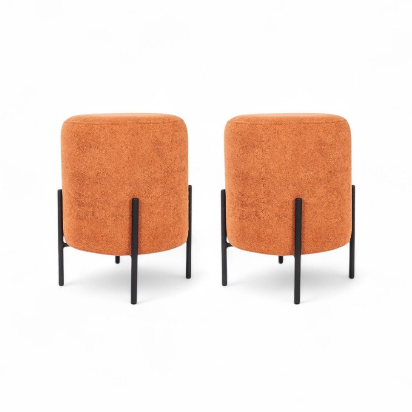 Kit 02 Puff Siena Decorativo Banqueta Redondo Tecido Boucle em Oferta na Shopee