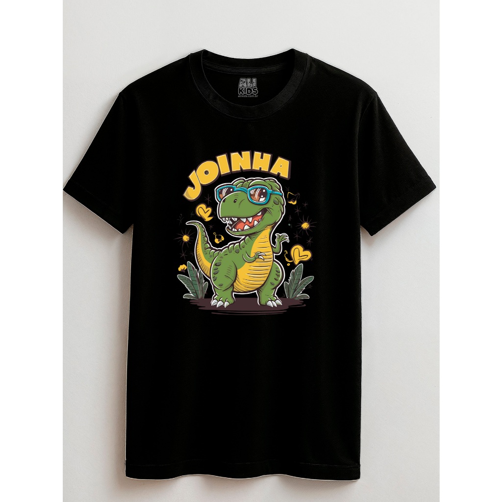 Camiseta 100% Algodão Juvenil e Infantil 2 ao 16 anos Dinossauro Joinha