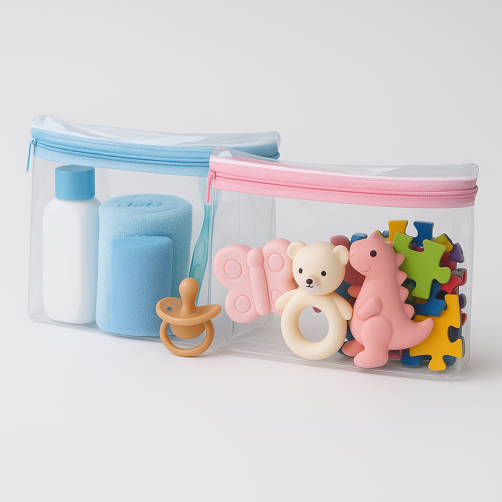 kit 30  Necessaire 18 x 15 x 5 Rosa/Azul/Branco  - Organizador Multiuso - Bolsa - Mala - kit festa