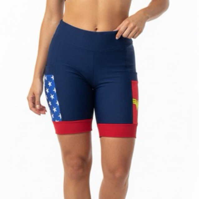 Bermuda ciclista para esportes mulher maravilha com bolsos nas laterais em Oferta na Shopee
