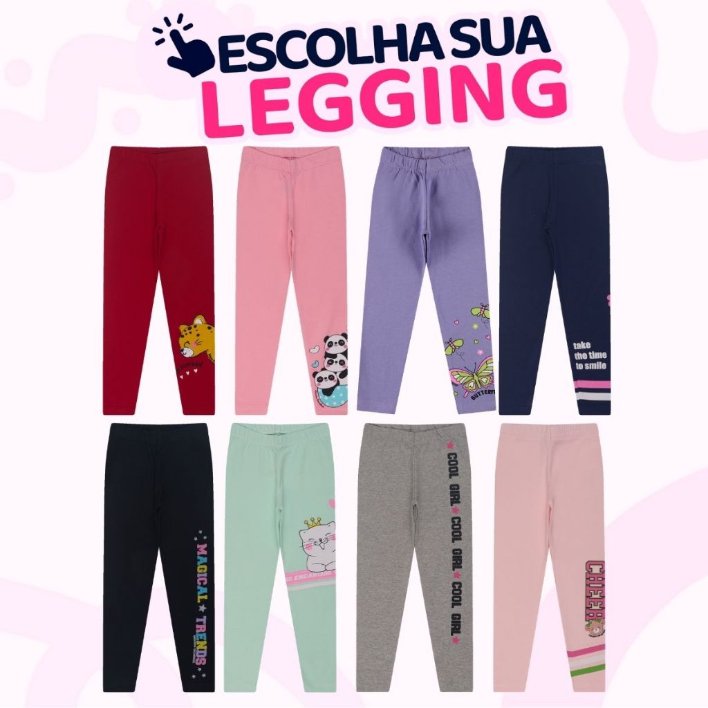 Escolha sua Calça Legging Bebê Menina Infantil Estampada em Cotton Legui Roupa de Bebe em Oferta na Shopee