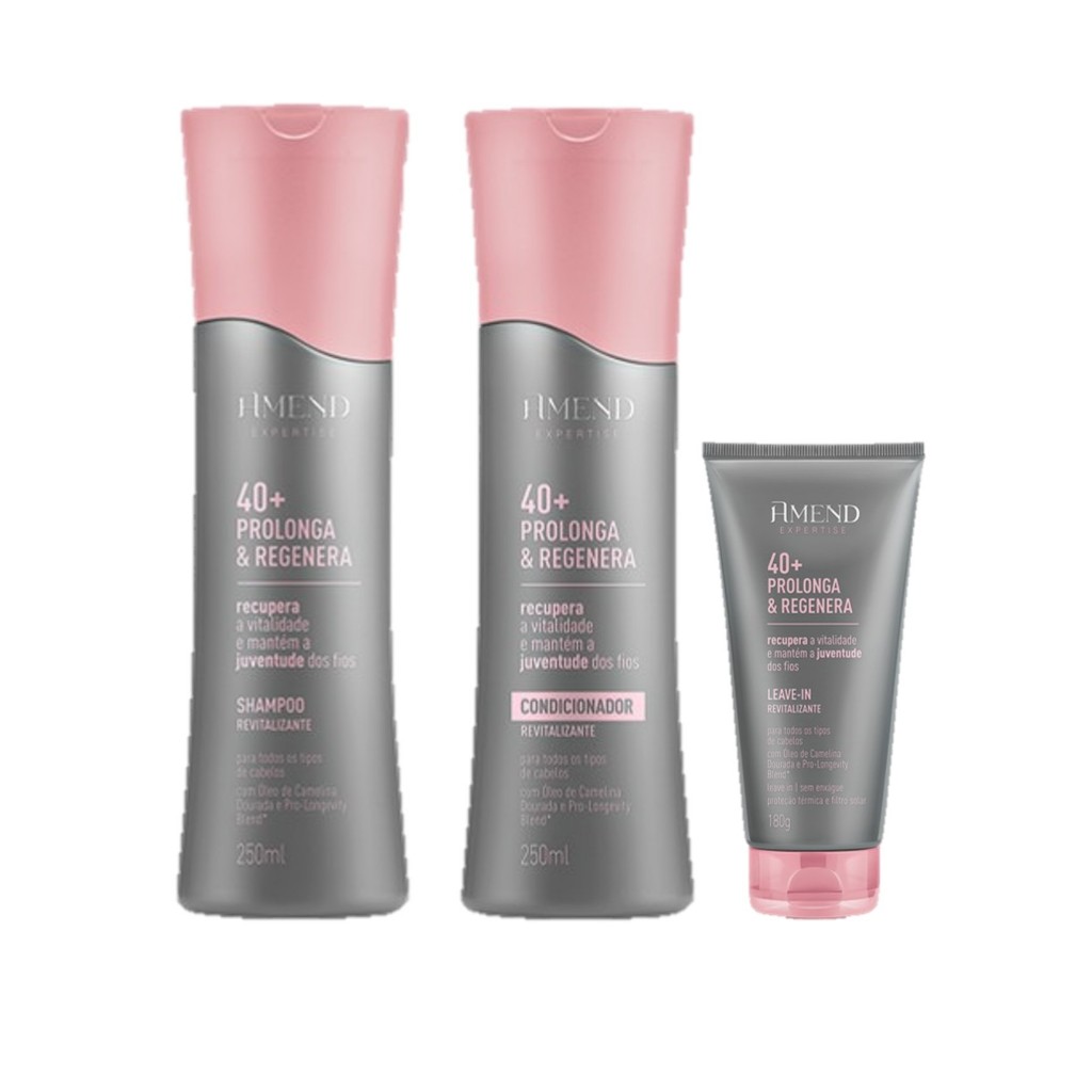 Amend Kit Expertise 40+ Prolonga e Regenera Shampoo e Condicionador 250ml + Leav