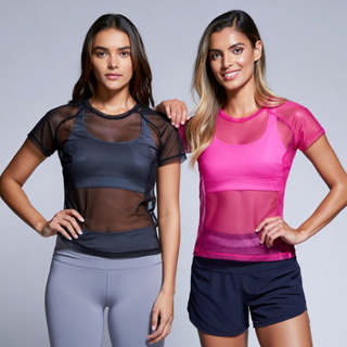 Kit 2 Blusa Tule Feminina Transparente Moderna Balada Festa Sexy Treino Academia Tendência em Oferta na Shopee