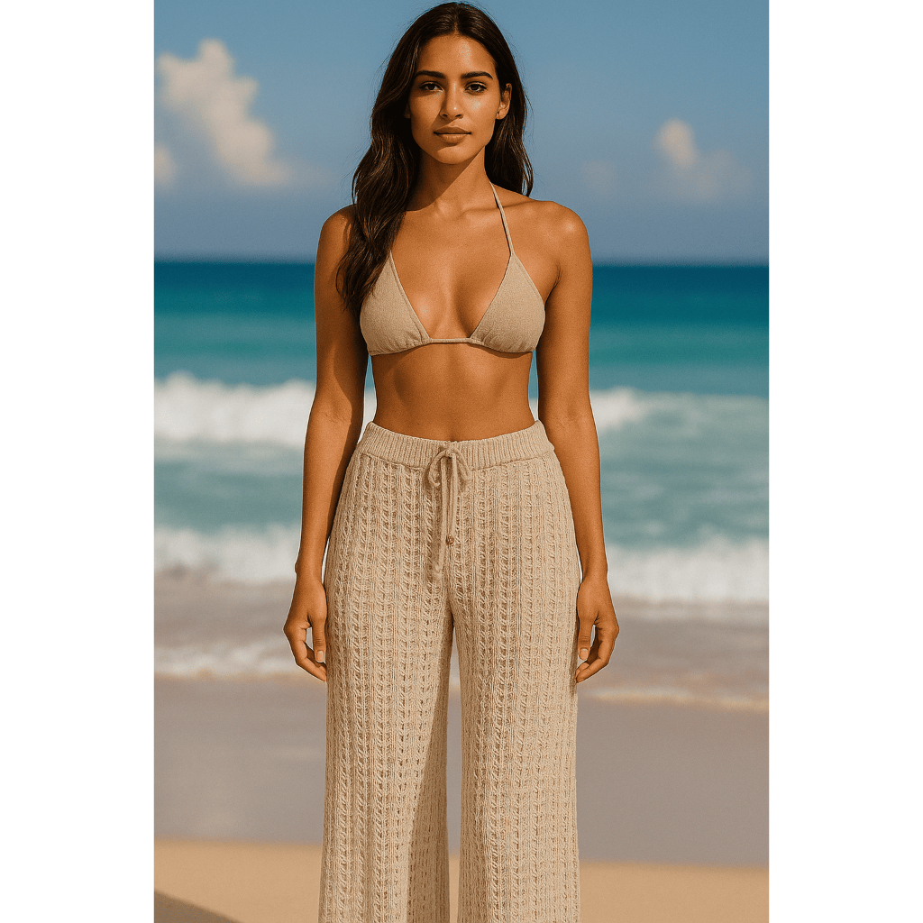 Calça Saída de Praia Tricot Feminino Alto Verão em Oferta na Shopee