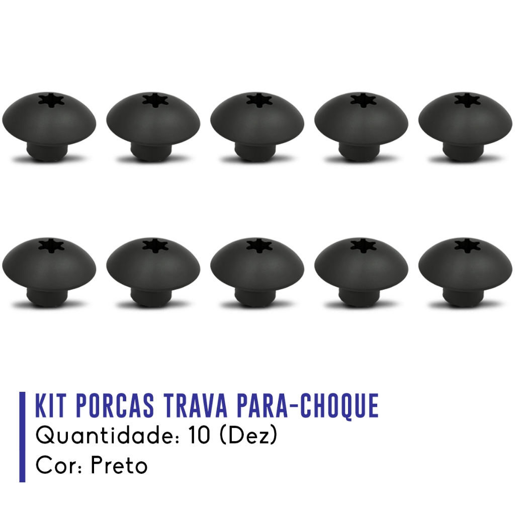 Kit 10 Porca Trava Parachoque Corsa Meriva 2002 a 2012 Vectra 97 a 2005 Preto · foto 2