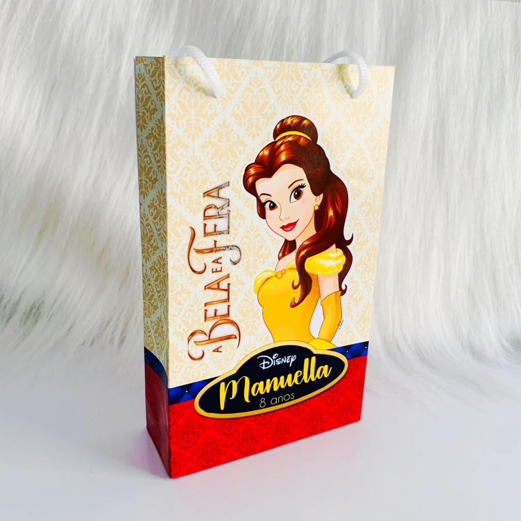 SACOLINHA PERSONALIZADA A BELA E A FERA PARA LEMBRANCINHA/FESTA/ANIVERSÁRIO/PERSONALIZADOS/PRINCESA/DISNEY/BELA