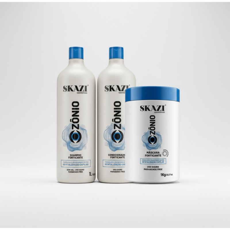 Kit Shampoo Condicionador E Máscara Skazi Ozônio E Esferas De Jojoba Revitalizante 1 Litro em Oferta na Shopee