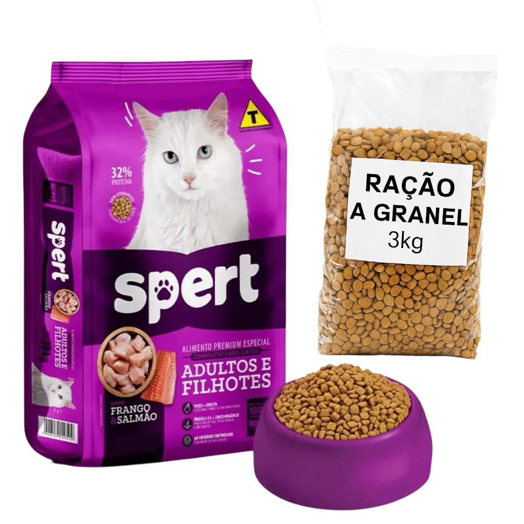 Ração para Gatos Adultos Spert Premium Frango e Salmão - 3kg a Granel
