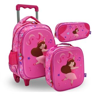 Kit Mochila Bailarina Ballet de Carrinho Tamanho P Alça Costa Lancheira Estojo em Oferta na Shopee